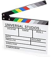 MCPINKY White Movie Clapboard, Wooden Clapper Board Rainbow Color Professional Film Slate for Fil...