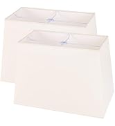 Wellmet Set of 2 Rectangle Lampshade, No Assembly Required,12" X14" X10" | CreamWhite Fabric Lamp...