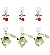 CREATCABIN 1 Box 6Pcs 2 Style Cat Dust Plugs Cherry Dust Plug Charm Gold Alloy Enamel Plastic Bla...