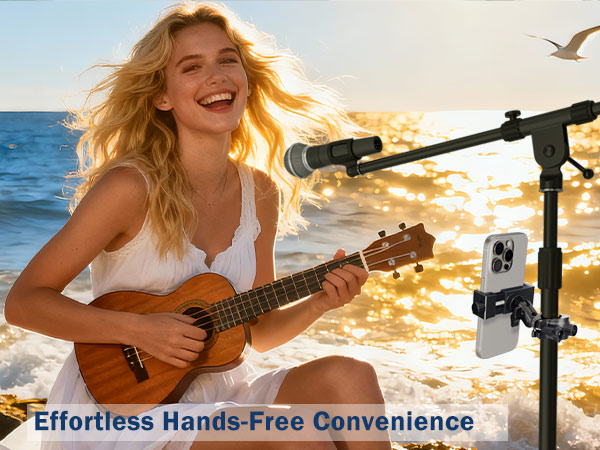 Mic Stand Phone Holder, Phone Holder Mount for Microphone Stand