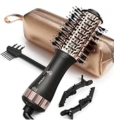 Dual Voltage Travel Curling Hair Dryer, Mini Hot Air Brush Styler & Dryer for European Travel, Ha...