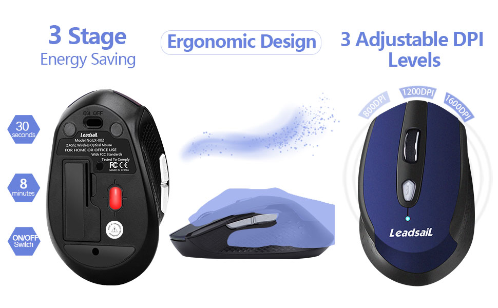 LeadsaiL Wireless Mouse-darkblue