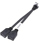 LANMINGLEL Short 90 Degree PD 65W USB 2.0 Fast Charge Cord Flat USB 2.0 Male to 2 Female Cable Do...