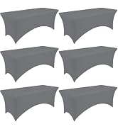 Moosfor Spandex Elastic Fitted 6FT Rectangle Tablecloth 6 Pack, Stretch Washable Reusable Table C...