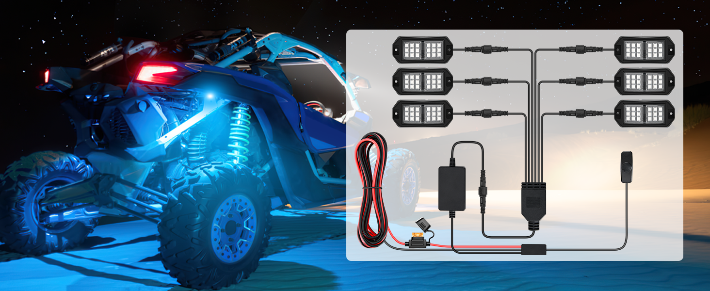 wide angle RGB led rock light remote Bluetooth app dual control