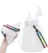 TakeToday Motivational Collapsible Water Bottle with Straw and Paracord Handle 1.2L 40 OZ Reusabl...