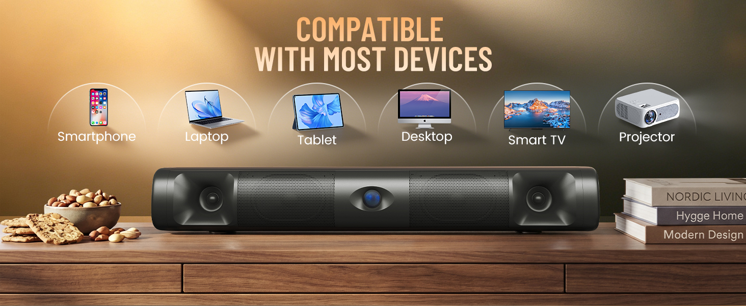 Sound Bar for Smart TV with Deep Bass & Crystal Dialogue