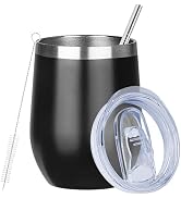 MEZMUT 12 Oz Insulated Wine Tumbler with Lid Double Wall Vacuum Stainless Steel Wine Glass Coffee...