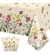 3 Pack Spring Floral Plastic Tablecloths, 54 X 108Inch Tea Party Tablecloth Disposable Vintage Ta...