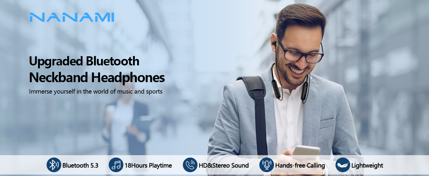 nanami bluetooth headphones neckband earbuds
