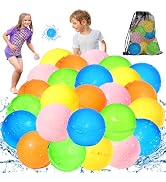 KOKODI 25PC Reusable Water Balloons Quick Fill Self Sealing, Refillable Water Bombs for Kids Adul...