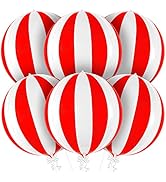 KatchOn, Red and White Stripe Balloons - 22 Inch, Pack of 6, Circus Decorations | Carnival Balloo...