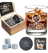 50th Birthday Gifts for Men Whiskey Glass Set - 50th Birthday Decorations, Party Supplies - 50 Ye...