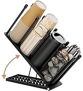 OVICAR Cup and Lid Holder - Adjustable Coffee Cup Holder Organizer 4 Compartment Disposable Cup D...