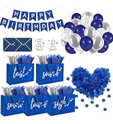 Epoesch 5 Senses Gift Bags for Him with Labels & Tissue Paper | Happy Birthday Decorations Kit wi...