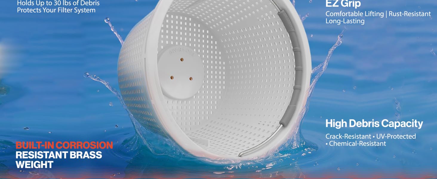 swimming pool's filter b9 strainer weighted basket's heavy duty stainless steel handle size 8 inch
