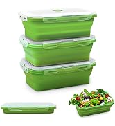 Alimat PluS 3PCS Collapsible Food Storage Containers with Lids, 40.5oz/1200ml Silicone Food Stora...