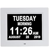 Newest 8 Alarms Digital Clock, Extra Large Display Wall Digital Day Calendar Clock with Non-Abbre...