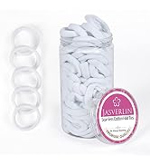 JASVERLIN White Cotton Fabric Hair Ties, Soft Seamless Ponytail Scrunchies Elastic Bands for Wome...