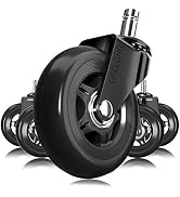 Office Chair Wheels Replacement Rubber Chair casters for Hardwood Floors and Carpet, Set of 5, He...