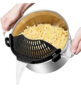 Large AUOON Clip on Strainer for All Pots and Pans - Oversized Silicone Pot Strainer Family-Style...