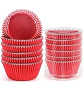 Caperci Red Foil Cupcake Muffin Liners Standard Size Baking Cups 150-Pack - Premium Greaseproof &...