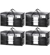 TAILI Extra Large Moving Bags, 4 Pack Black Heavy Duty Totes For Storage, Wrap Around Handles, St...
