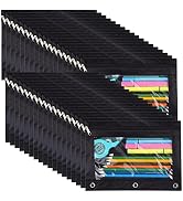 YoeeJob 36 Pack 3 Ring Binder Pencil Pouch with Clear Window, Clear Zipper Pencil Case Bulk Suita...