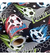 Burymento Soccer Wrapping Paper for Boys Teens Men - 17 in x 16.4 ft, Cool Soccer Sports Graffiti...