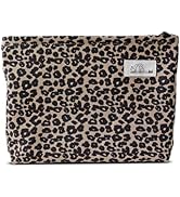 HAPPYHEIDI Leopard Print Makeup Bag with Pocket Large Cosmetic Toiletry Travel Pouch, Small Acces...