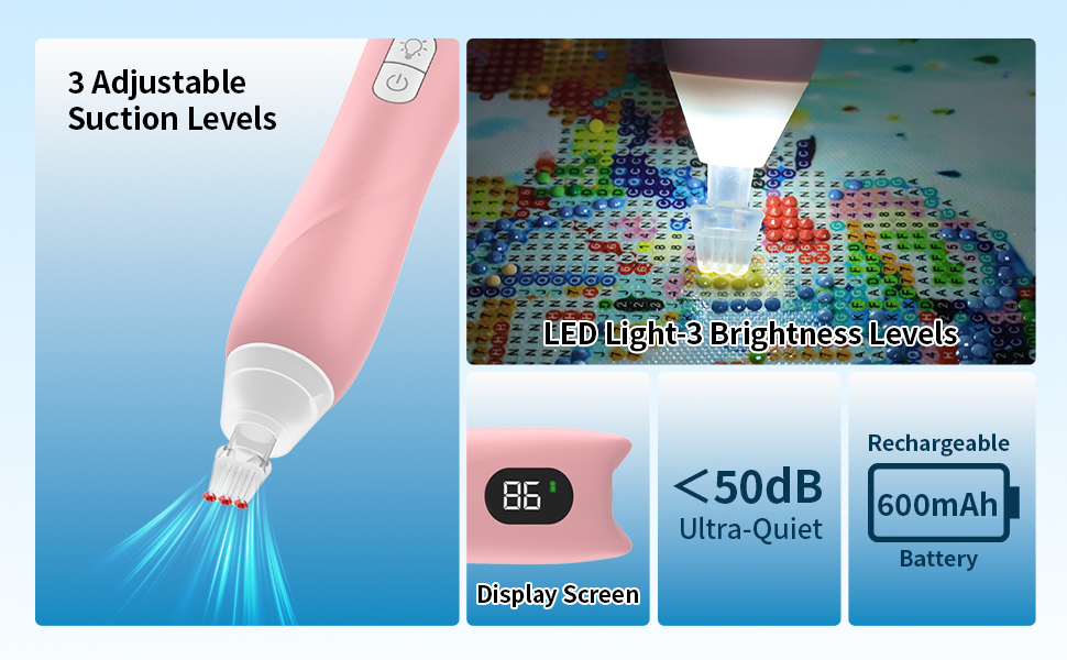 3-Speed Wireless & Rechargeable Vacuum Pen for Diamond Painting DIY Accessories and Tools