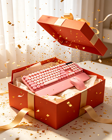 Pink Wireless Keyboard and Mouse Combo