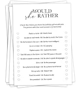 Birthday Party Games, Would She Rather, 25 Pcs Card Set for Guests, Fun Birthday Game for Teen Ad...