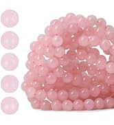 HAAMIIQII 6mm Natural Pink Rose Quartz Beads Round Gemstone Loose Beads for Jewelry Making 2 Stra...
