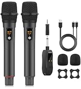 Aveek Wireless Microphone, 2.4GHz Dual Karaoke Microphone Set with Receiver, Professional Cordles...