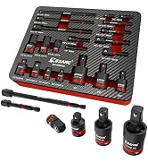 EZARC 21PCS Impact Socket Adapter Set, Includes CR-MO Universal Swivel Socket Set, CR-MO Impact C...