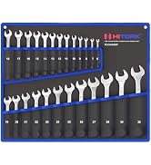 HITORK 25-Piece Metric Combination Wrench Set With Kit Roll Pouch | 12 Point Box End |15° Offset ...