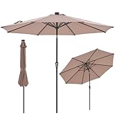 NEWBULIG 10ft Solar Patio Umbrella with 32 LED Lights, Table Market Umbrella with Tilt Adjustment...
