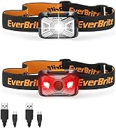 EverBrite LED Head Lamp Rechargeable, Outdoor Flashlight Headlamp with Red Light Option, IP44 Wat...
