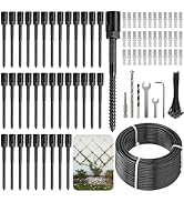 TooTaci Wire Trellis for Climbing Plants Outdoor, 36 Set Black Wall Wire Trellis Kit with 196ft 1...