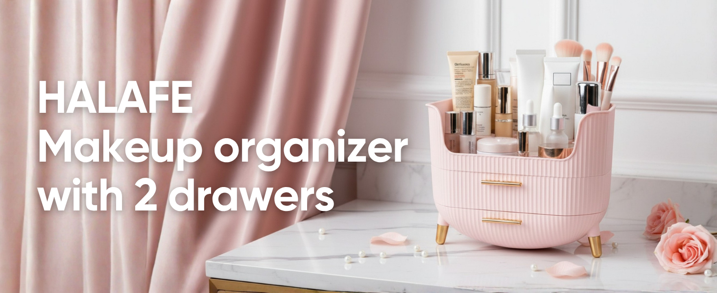 HALAFE Makeup Organizer with 2 Drawers