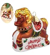 Horse Christmas Tree Ornaments,Hand-Blown Glass Ornaments for Tree,Short Legged Horse Collection ...