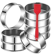 DATANYA 8Pack 4 Inch English Muffin Rings Crumpet Rings Stainless Steel Double Rolled Tart Rings,...