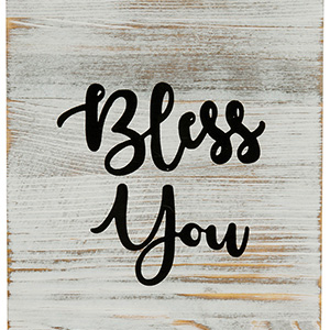 Bless You Shabby Whitewashed Wood Square Tissue Box Holder Cover