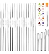 MORFEN 16 Pcs Lace Crochet Hooks Set, 0.5mm-2.5mm Small Crochet Hooks, Crochet Needles for Croche...