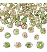 OLYCRAFT 60pcs 9~10mm Gold Sand Lampwork Beads Inner Flower Lampwork Glass Beads Faceted Spacer L...