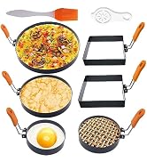 6 Pack Large Egg Rings for Frying Egg,8" Large Omelet Ring,6" Pancake Ring,4" Round & Square Egg ...