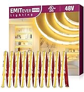 EMITEVER 48V DC COB LED Strip Light Warm White, 3000K 32.8ft High Density Tape Light, Dimmable Ro...