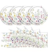 40 Pcs Wildflower Plates and Napkins Party Supplies, Floral Paper Plates Napkins Wildflower Baby ...