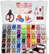 92Pcs Sewing kit 46 Colors Prewound Bobbins and Thread Spools for Hand & Machine Sewing, Emergenc...